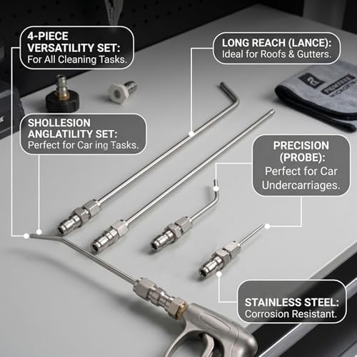 Water Heater Cleaning Tool High Pressure Washer Nozzle Kit Stainless Steel Water Heater Flush Tool & RV Flush Wand for Cleaning Without Disassembly - Image 2