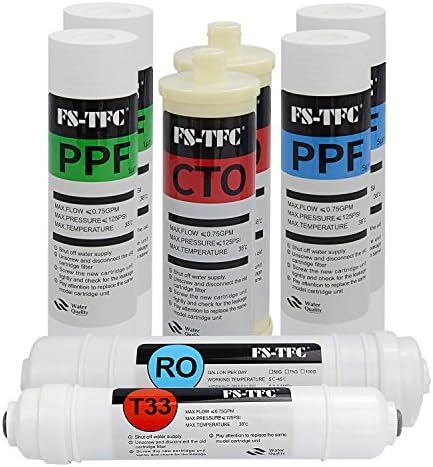 Reverse Osmosis Water Filtration System FS-RO-100G-A 1-Year Replacement Filter Kit,8 Pack by FS-TFC