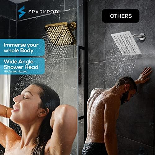 SparkPod Rain Shower Head, 6 Inch Square, Egyptian Gold Finish - Image 2