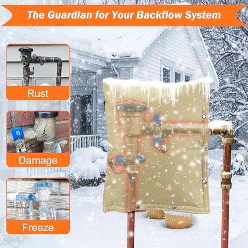 2-Way Opening Backflow Preventer Insulation Cover 5°F,Sprinkler Cover for Outside,5 Layers Waterproof 600D Sprinkler Valve Well Pump Cover for Winter Freeze Protection 20" W x 26" H, Khaki - Image 6
