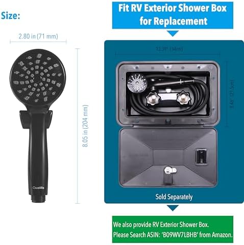 RV Shower Head with Hose and On Off Switch (Trickle), Water Saving High Pressure Shower Head with Hose Guide Ring, Shower Holder for RV, Camper, Van, Travel Trailer, Motorhome, Boat, Black - Image 5