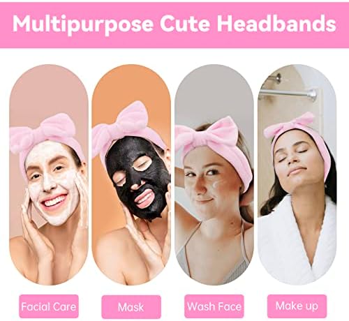 Ondder Spa Headband for Washing Face 8 Pack Pink Skincare Makeup Headbands - Image 5