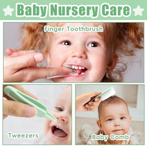 Qunlions life Baby Grooming Kit for Boys Girls Safety Newborn Nursery Essentials Grooming Set Gift for First-time Parents, Green 18 in 1 - Image 6