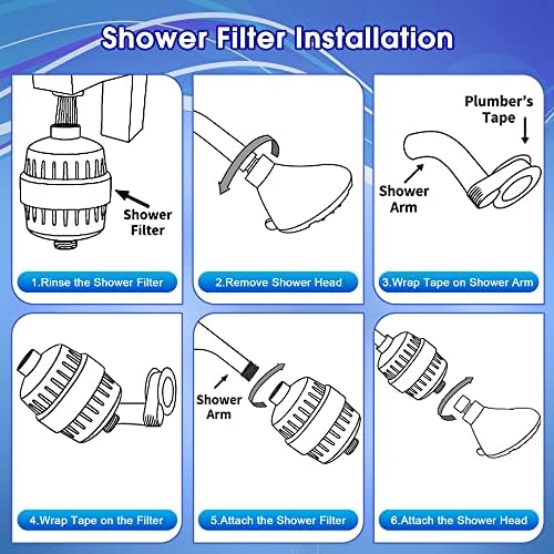 2 Pcs Shower Filter with 4 Pack 20 Stage Shower Filter Replacement, Heavy Duty Water Softener to Remove Chlorine, Fluoride, Heavy Metals, Iron, Improve Your Skin and Hair - Image 6