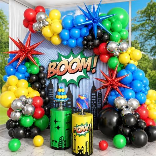 137Pcs Red Blue Yellow Green Black Balloon Arch Kit - Image 5