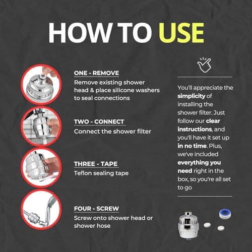 Shower Filter Vitamin C 15 Stage High Output Water Filter With cartridge for Hard Water - Shower Head Filter Removes Chlorine Fluoride and Improves The Condition of Your Skin, Hair - Image 6