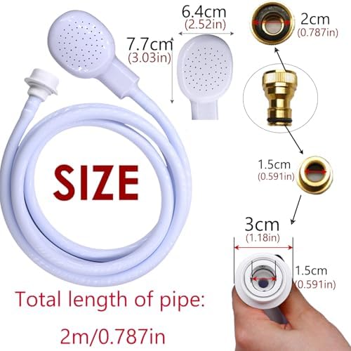 2m/6.56ft Sink Spray Hose Portable Sprayer Handheld Hose Shower with Adapter and Wrenches for Garden,Bathing Baby,Pets,Washing Hair,Rinsing Vegetables - Image 2