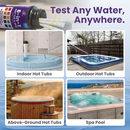 Hot Tub & Spa Test Strips 6-in-1 (100-Pack) - Accurately Monitors pH, Free/Total Chlorine, Alkalinity, Hardness, and Cyanuric Acid - Perfect for Chlorine-Based Spas and Jacuzzis (Not for Bromine) - Image 5
