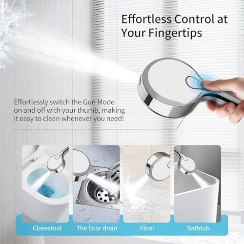 Filtered Shower Head with Handheld, 9 Spray Mode High Pressure Shower Head with 4 Filters, Hard Water Filter Showerhead - Remove Chlorine, Chrome - Image 5