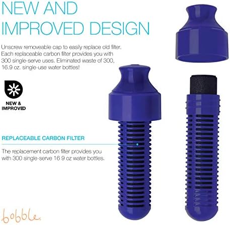 Bobble Classic Water Bottle, Filtered Water, BPA-Free Reusable Bottle, Soft Touch Carry Cap with Replaceable Carbon Filter for Sustainable Water and Hydration 18.5 oz (Navy Blue) - Image 3