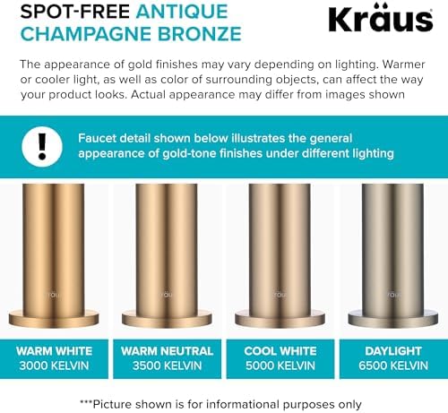 KRAUS Oletto Single Handle Kitchen Bar Faucet with QuickDock Top Mount Installation Assembly in Spot Free Antique Champagne Bronze, KPF-2600SFACB - Image 5