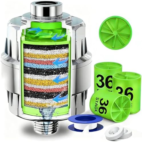 36-Stage Shower Head Filter for Hard Water - 3 Replaceable Cartridges by Unknown