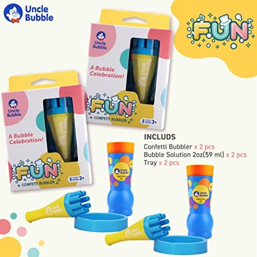 Uncle Bubble Mini Bubble Blower, 2-Pack Confetti Bubbler for Kids - Image 4
