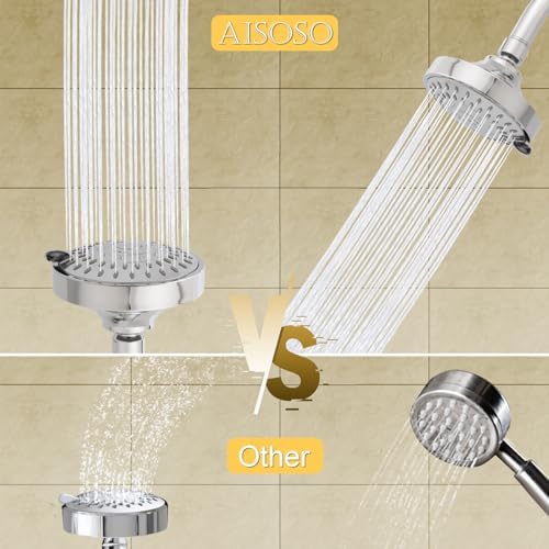 AISOSO High Pressure Rain Shower Head 5 Modes Showerhead 4.1" Chrome Silver - Image 5