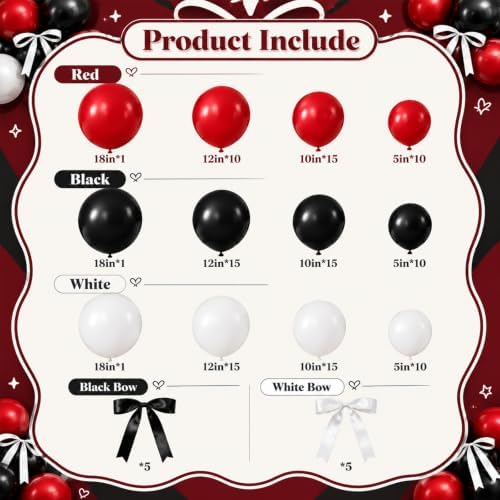 Red Black White Balloon Arch Kit for Casino Theme Birthday Decorations - Image 4