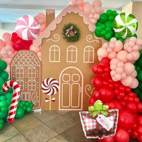 Christmas Balloon Garland Arch Kit, 105Pcs Red Green Pink Latex Balloons with Candy Cane Lollipop Mylar Foil Balloons for Girls Women Xmas Holiday Birthday Christmas New Year Party Decorations - Image 4