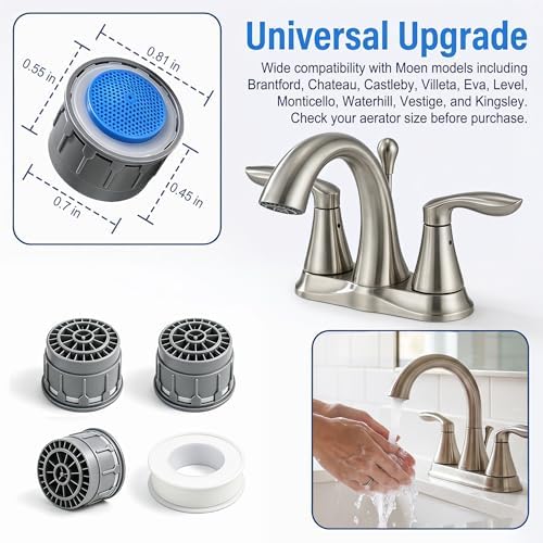 3-Pack 116711 Faucet Aerator, 1.5 GPM, for Moen Bathroom and Kitchen Sink - Image 3