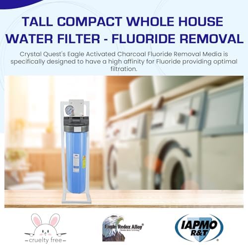 Crystal Quest Tall Compact Whole House Fluoride Water Filtration System, Multi-Stage Filter for Fluoride, BPA-Free, pH-Enhancing, 4-6 GPM Flow, Single Configuration, Easy Maintenance - with Stand - Image 2