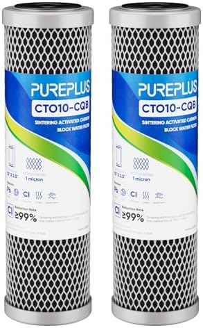 PUREPLUS 1 Micron 2.5" x 10" Whole House Lead Removal Water Filter,2 PACK by PUREPLUS