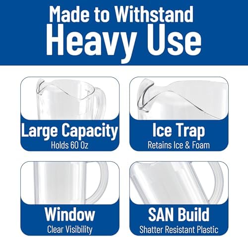 Carlisle Versapour Pitcher with Window, 60 oz Clear SAN Plastic - Image 5