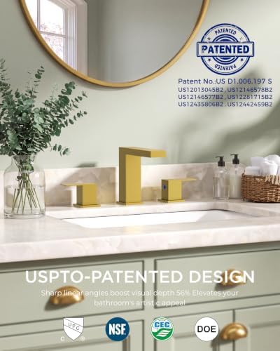 FORIOUS 8" Brushed Gold Bathroom Faucet 3 Hole, Gold Vanity Faucet 3 Holes - Image 2