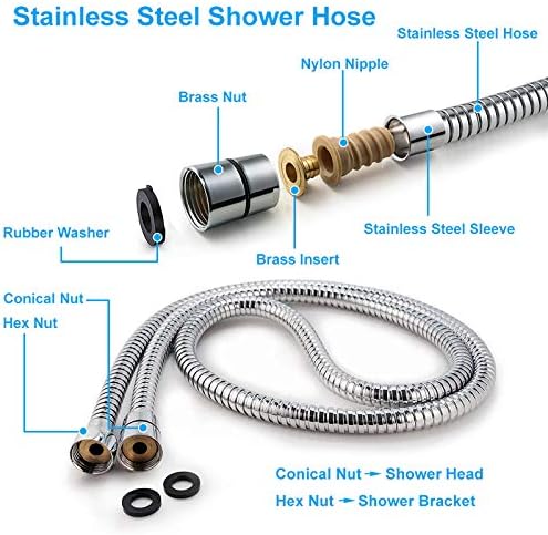 Briout Handheld Shower Head High Pressure 5-Settings with Hose, Chrome - Image 5