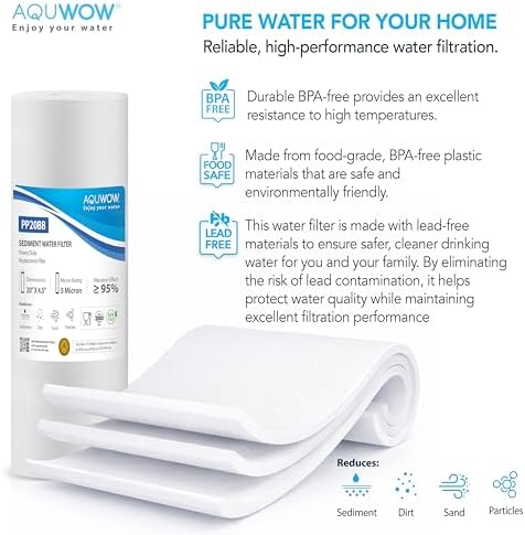 PP20BB 5 Micron 4.5" x 20" Filter Set – Sediment Replacement Cartridges for Whole House Water Filtration Systems, Universal Standard PP Filters (4, 20 x 4.5) - Image 7