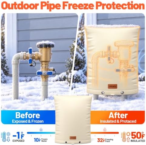 Backflow Preventer Insulation Cover 24" x 24" Pipe Covers for Outside Khaki - Image 2