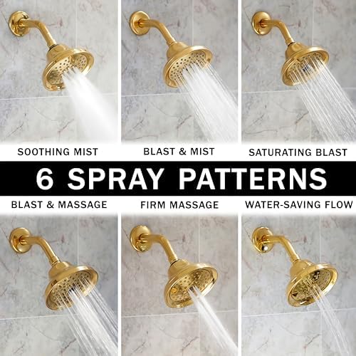 Aqua Elegante Massage Shower Head With Mist - 2.5 GPM - Polished Brass - Image 2