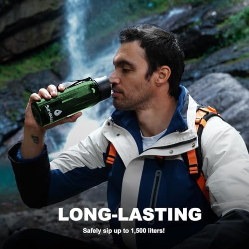 SurviMate Purified Water Bottle for Camping, Hiking, Backpacking and Travel, BPA Free with 5-Stage Intergrated Filter Straw - Image 5