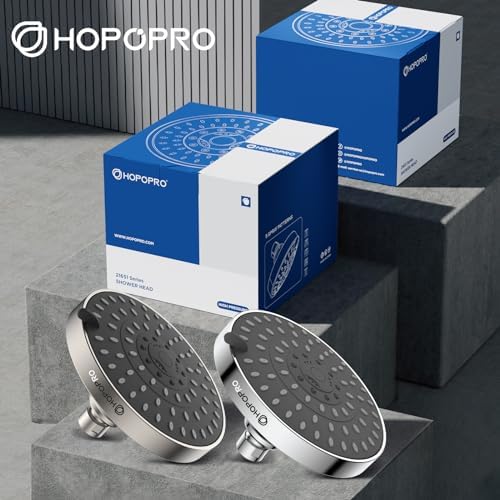 HOPOPRO 5-Mode High Pressure Shower Head - The Washington Post, NBC News, Today TV Show Recommended - High Flow Fixed Showerheads (6 Inch Brushed Nickel) - Image 6