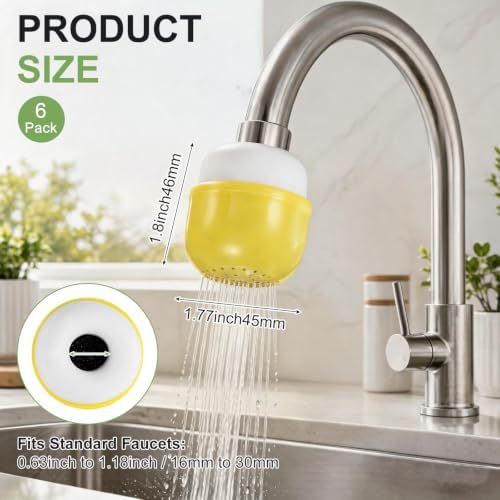 M METERXITY 6-Pack Mushroom Shaped Faucet Water Filter, Yellow - Image 3