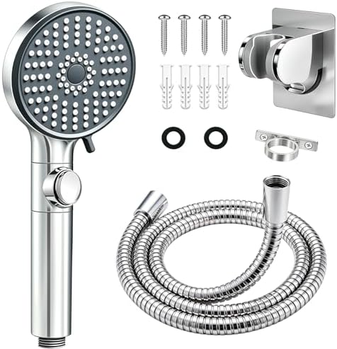RV Shower Head with Hose, High Pressure Handheld RV Shower Head Replacement with On Off Switch,5 Modes,Power Jet, Camper Showerhead for RV, Travel Trailer, Motorhome,Boat,Silver by Unknown