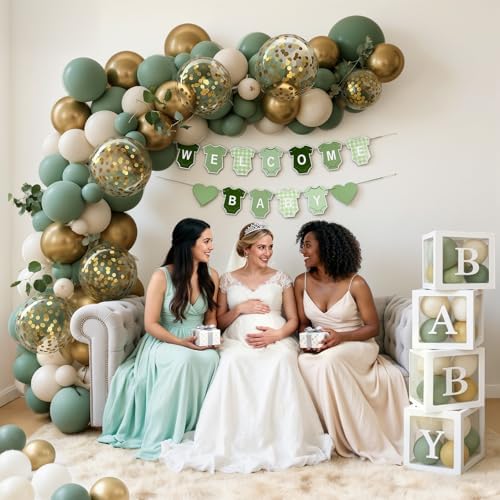 Sage Green Baby Shower Decorations 114 PCS - Image 3