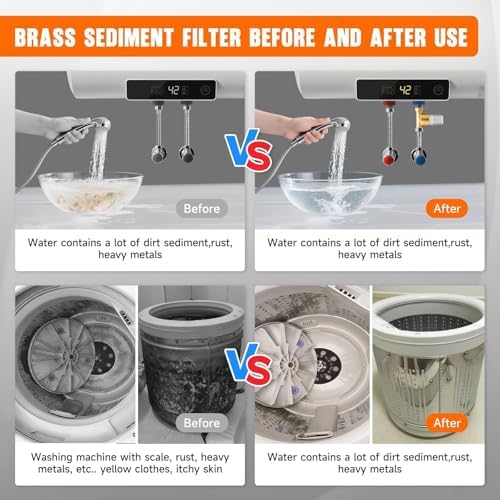 40 Micron Brass Sediment Filter, Reusable Sediment Water Filter for Washing Machine, Shower,Gardens, Well Water Traps Sand Particles, Rust, and Copper Shavings (Brass) - Image 5