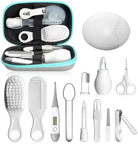 Baby Healthcare and Grooming Kit, Portable Baby Safety Care Set, Baby Essentials kit for Newborn(Grey White 13 in 1) by UHFi