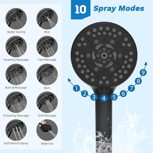 Hibbent cUPC Certified High Pressue 13'' Rainfall Shower Head with 5-Spray - Image 3