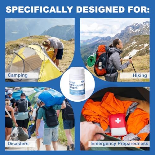 Water Tablets Purification for Drinking (100 Count) - Water Filtration System Survival for Camping, Boating, Hiking, Backpacking, Emergencies - Portable Water Treatment for Safe Drinking Anywhere - Image 4