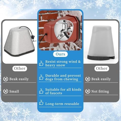 2 Pack 2026 Upgrade Extra Large Outdoor Faucet Cover for Winter Freeze Protection 8.5x7x5.5in Thick Plastic Foam Hose Bib Spigot Cover Winter Insulated with Reflective Strips (Red) - Image 6