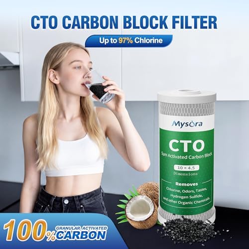 NSF Certified 2 Stage 5 μm 10" x 4.5" Whole House Water Filter Cartridges, Sediment and CTO Carbon Block Water Filter Compatible with WGB21B, FP15B, FC15B, GE FXHTC, GXWH40L, Wrench Included - Image 4