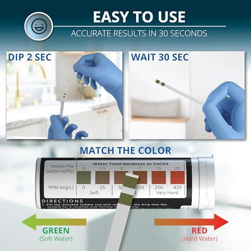 WeAQUA DoubleCheck Water Hardness Test Kit 200 Strips with Sample Cup - Image 5