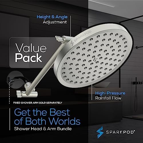 SparkPod 8" Round Rain Shower Head with 11" Shower Arm - Image 3
