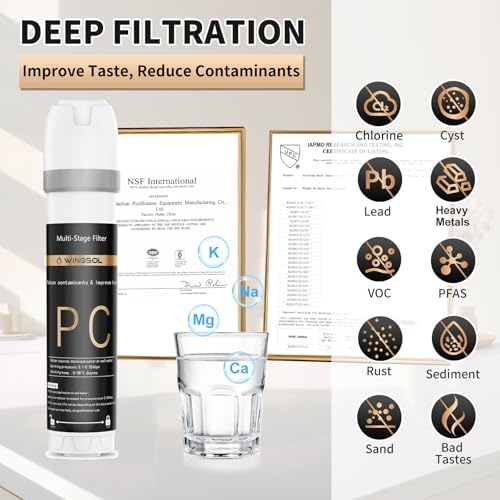 WINGSOL Under Sink Water Filter System with Chrome Faucet, NSF/ANSI 42&53 Anti-Clog Pleated Filter Quick Change EZ Install, Reduce PFAS/Lead/Chlorine/Sediment, 8K Gallons Long-Lasting Water Filter - Image 3