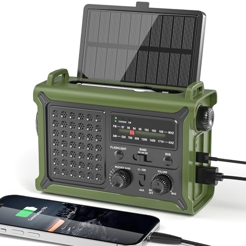 Solar Radio Emergency Hand Crank 12000mAh with Clear Signal by Mesqool