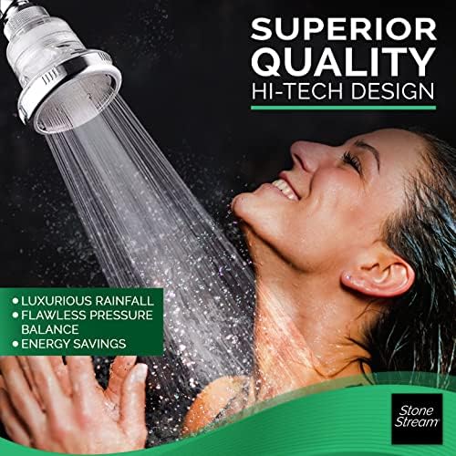 StoneStream Filtered Wall Shower Head for Hard Water, High Pressure - Image 3