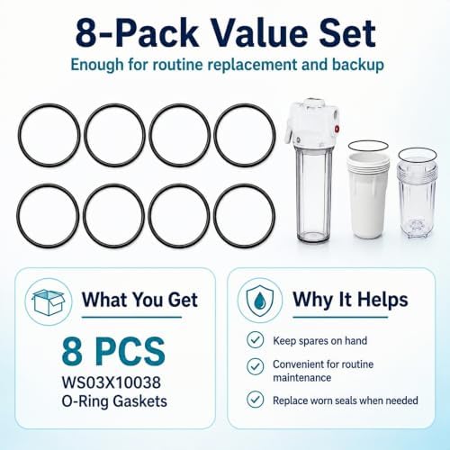8 Pack WS03X10038 Water Filter Housing O-Ring Gasket for GE GXWH20F - Image 6