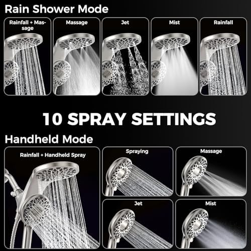 High Pressure Rain Shower Head with Handheld Spray Combo - Image 2