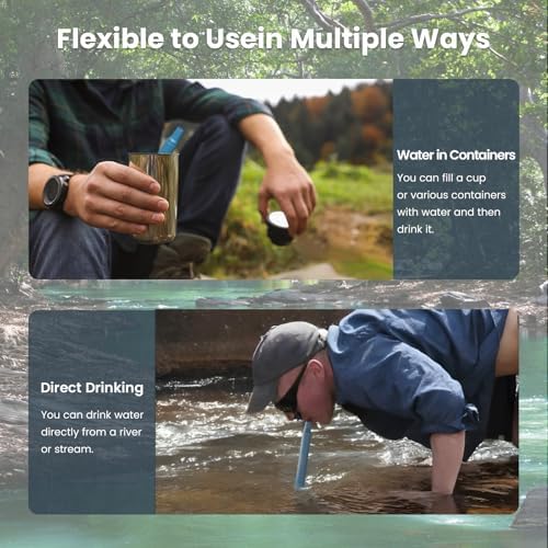 Portable Water Filter Straw Survival, Essential Camping & Hiking Gear, Water Purification Straw for Travel, Biking and Emergency Preparedness - Image 4
