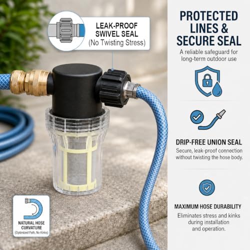 60 Mesh Garden Hose Filter with Quick Connect Set & 2 Replacement Screens, 3/4" GHT Thread Sediment Trap for Pool and Water Tank Pre-Filtration - Image 5