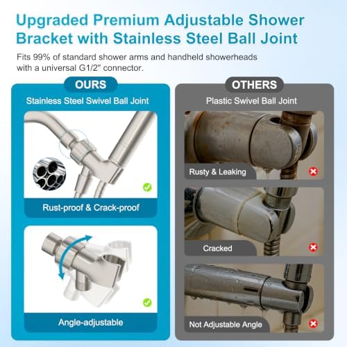 Hibbent Filtered Showerhead with handheld, High Pressure 5 Sprays Shower - Image 6